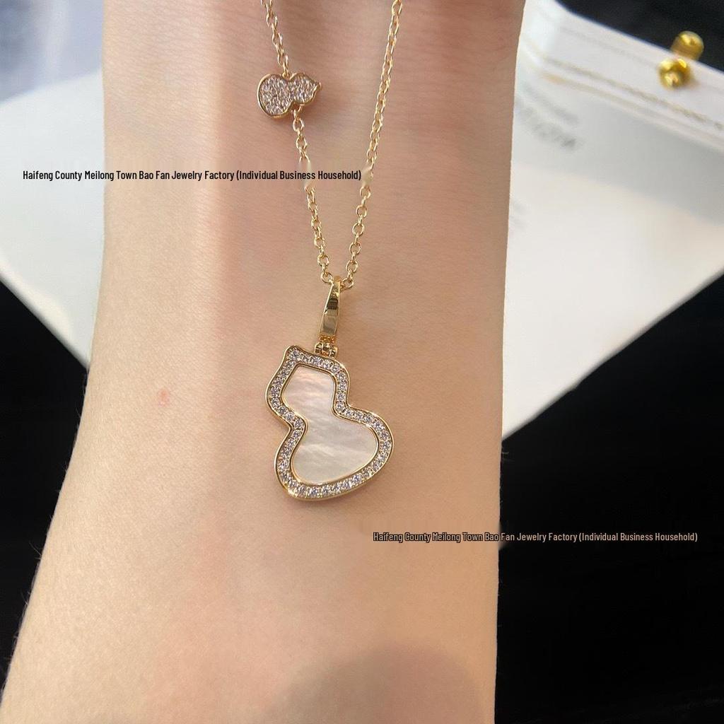Gold Qilin Gourd Necklace with Red Chalcedony and 18k Rose Gold Clavicle Chain