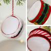 Christmas Drum Hanging Ornament for Tree Decoration Plush Fabric Texture Classic Red Green Colors