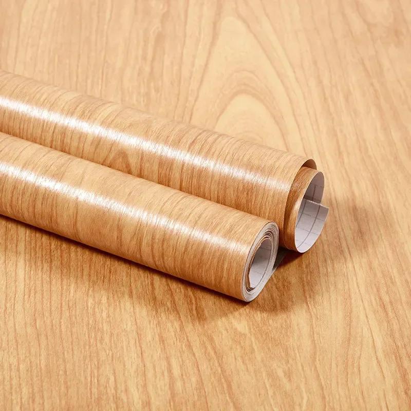 Wasserabweisende Holz-Vinyl-Wandverkleidung Rolle Selbstklebende Dekor Kontaktpapier Türen Schrank Schreibtisch Moderne Möbel Dekorativer Aufkleber