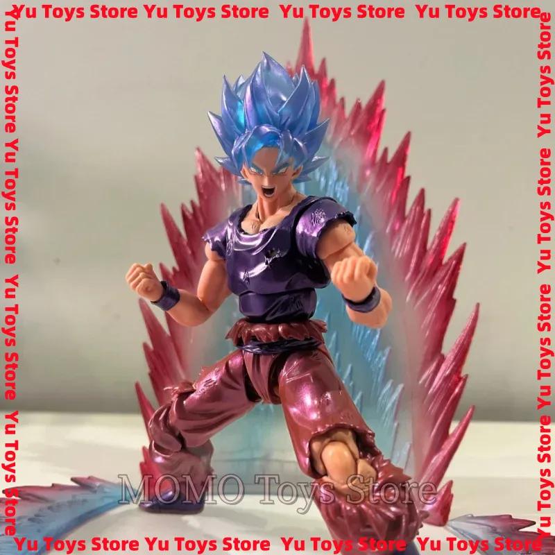 Genuine 15th Anniversary Super Saiyan Blue Goku KaioKen Battle Damaged Articulated Action Figure Collectible Anime Model Toy