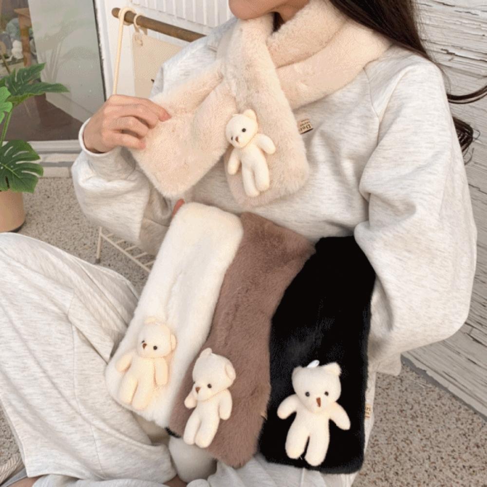 

Шаль-глушитель с меховым воротником Petit Blue City Bear, 4 цвета