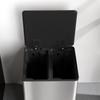 40L Dual Compartment Stainless Steel Bin, with Deodoriser Holders - Silver Tone
