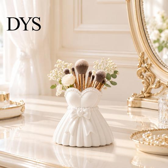 Versatile Makeup Holder Wedding Dress Vase, 3D Printed PLA Brush Storage Girlish Room Accessories Box, Decorative Cosmetic Container for Vanity