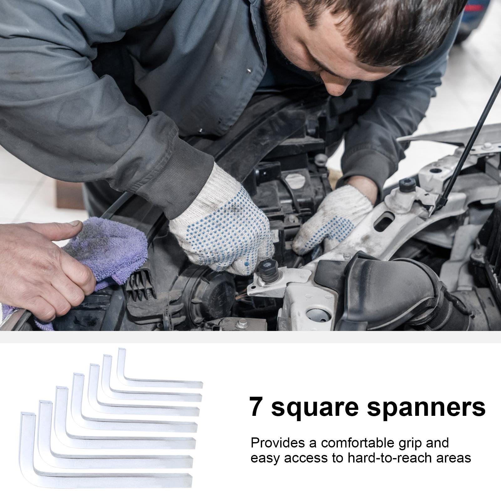 

7Pcs L Shape Square Head Key Wrench Screwdriver Set 3-10mm Hard Chromium Vanadium Steel For Tighten Square Screws