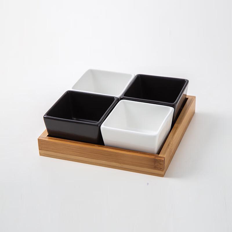 Ceramic & Bamboo Snack Platter Set