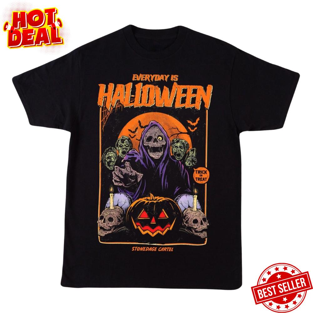 Everday is Halloween Horror Pumpkin graphic Tee Unisex Short Sleeve S-5XL S разноцветный