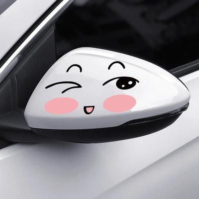 Roztomilý usměvavý obličej Samolepka na zpětné zrcátko auta Samolepka s usměvavýma očima Kreativní vinylová samolepka DIY Vtipná samolepka Dekorace Auto doplňky