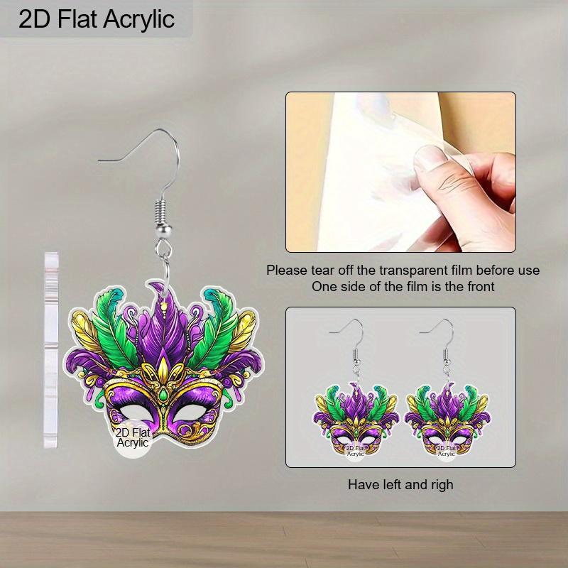 2D Mardi Gras Carnival Festival Mask Pattern Ear Jewelry Dangle Earring Daily Outfits Party Accessories Perfect Gift for Family/ Friends