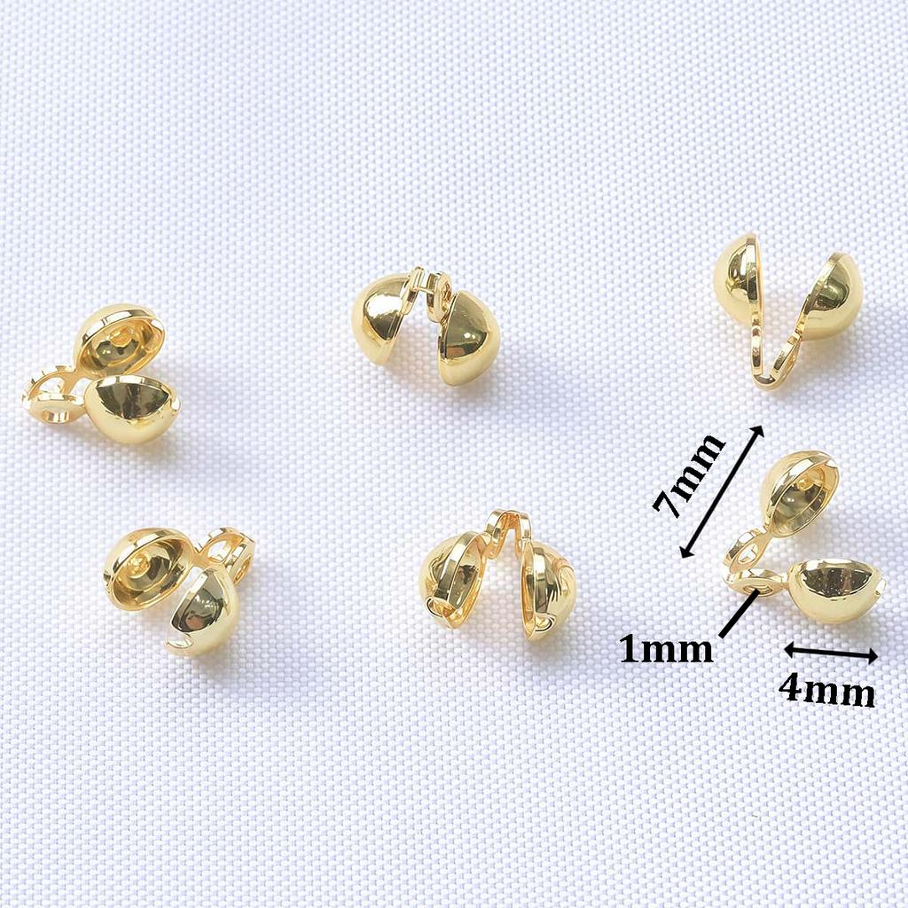 10PCS Brass Crimp End Beads 18K Gold Plated Tip Ball Chain Connector Clasp for DIY Necklace Bracelet Jewelry Making Accessories