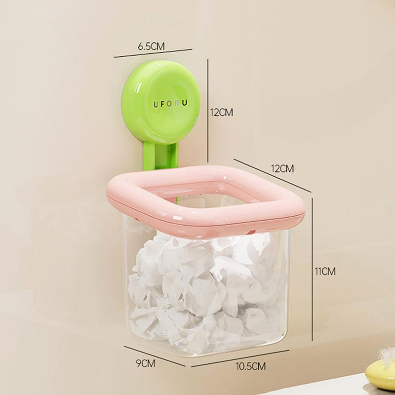 Dopamine Color Suction Cup Storage Box Wall Hanging Transparent Waste Face Towel Organizer Abs Cosmetic Holder Case