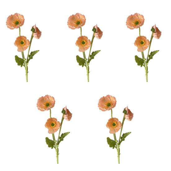 5 Pcs Artificial Flowers 4 Stems Faux Silk Flower Bouquet with 3 Bloosms And 1 Bud for Wedding Home Party Table Centerpiece Floral Arrangement