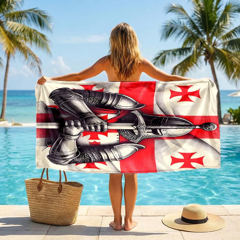Cross Templars Knight Fashion Beach Towel: Ideal for Summer Adventures Soft, Absorbent and Quick Drying Suitable for Swimming and Bathing