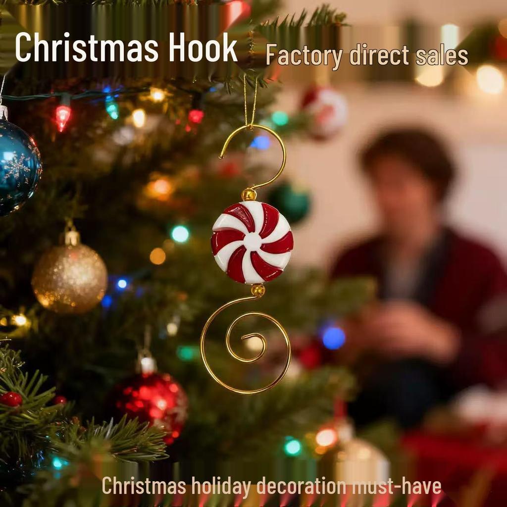 Festive Candy-Shaped Striped Christmas Tree Hook