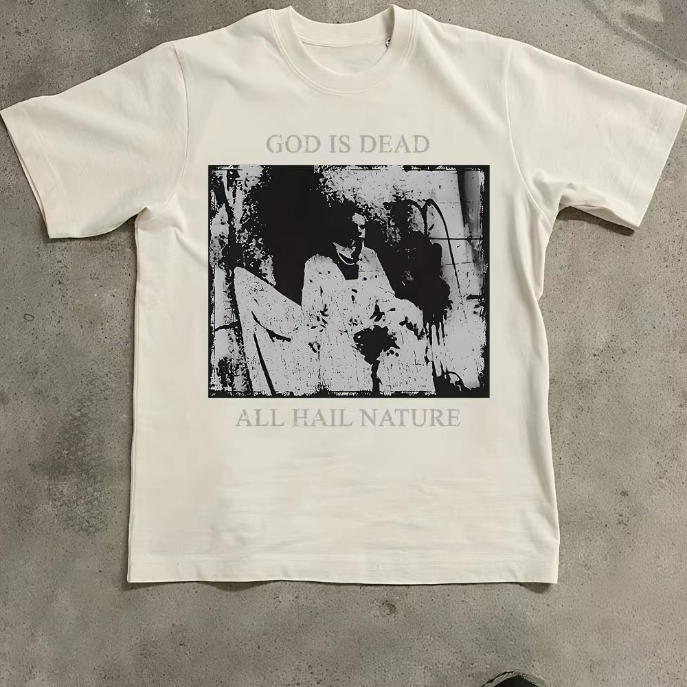 God Is Dead Graphic Tshirts Nihilistic And Misanthropic Horror Theme Park Tshirts Regular Fit Short Sleeve Tshirts