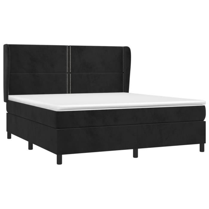 3129167 vidaXL Divan-lit Tapissier Avec Matelas Noir 180x200 Cm Velours