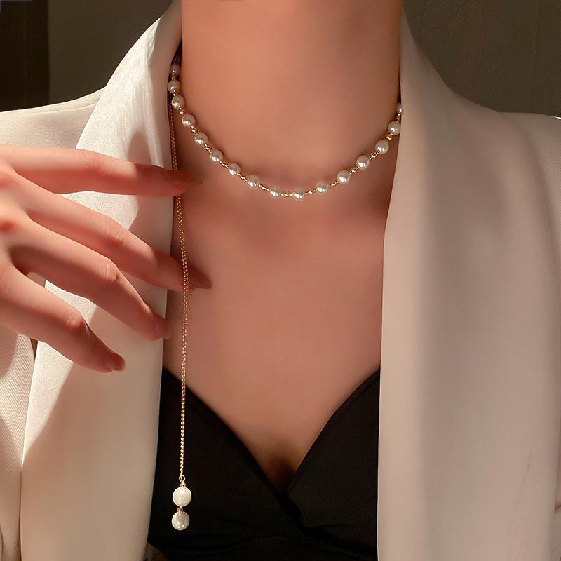 Irregular long necklace, French light luxury temperament, sweater chain, niche, minimalist, and high-end collar accessories