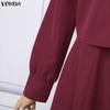 VONDA 2PCS Women Long Sleeve Hooded Tops and Sleeveless Skirts Casual Two Piece Suit Sets