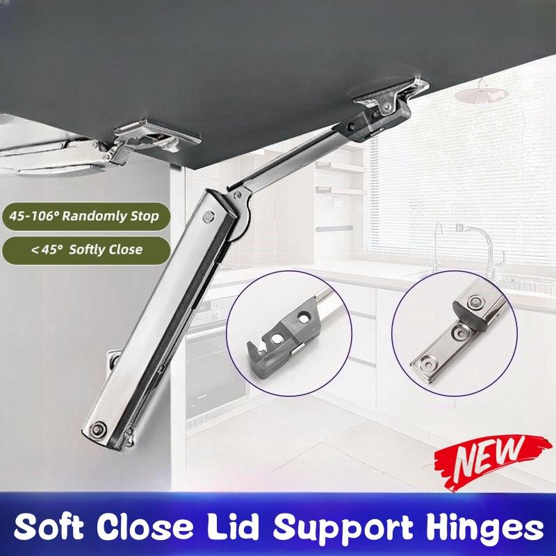 Adjustable Soft Close Lid Support Hinges Heavy Duty Hydraulic Cabinet Hinge Randomly Stop Soft Closing Door Support Lift Up