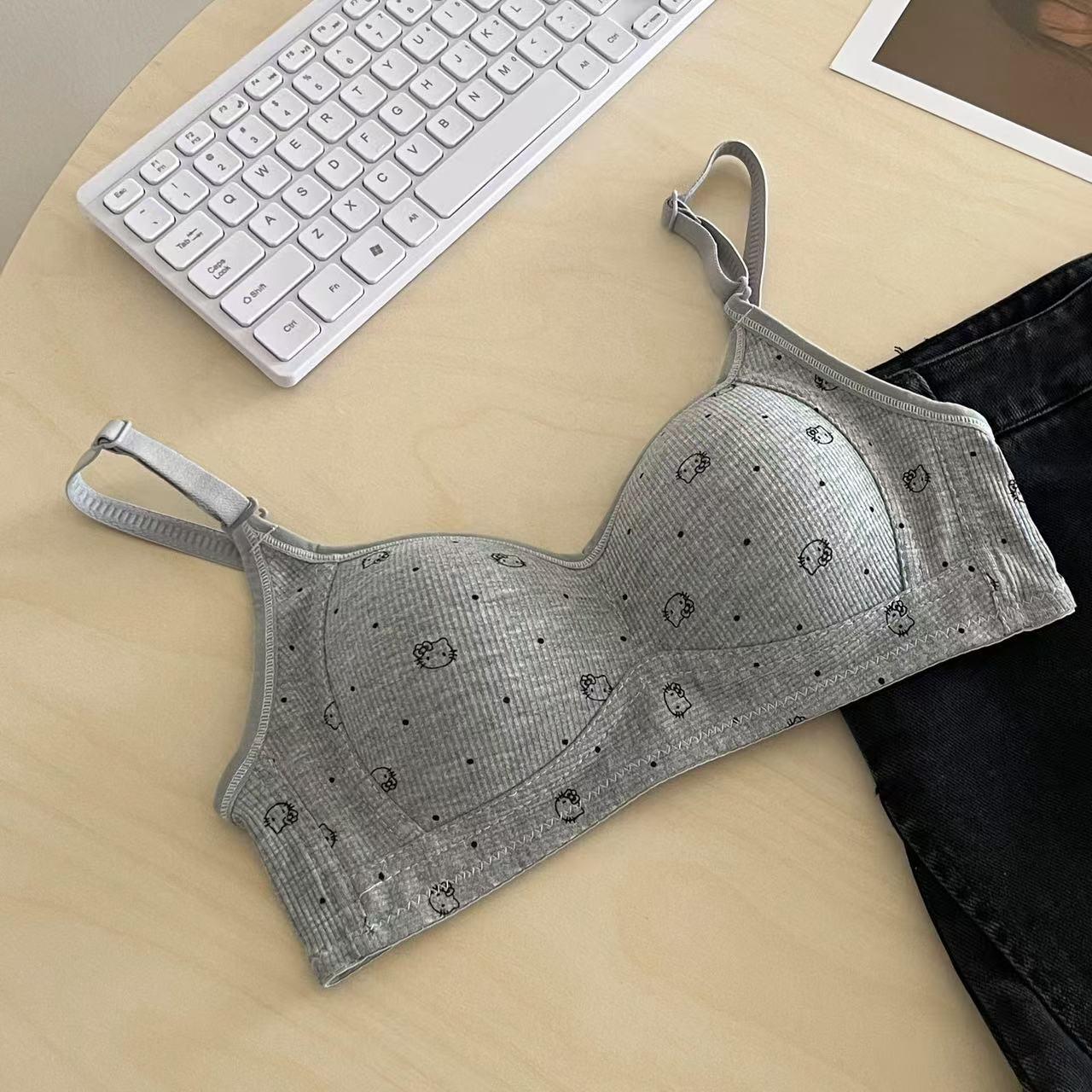 

Дышащий бюстгальтер для старшеклассницы «Китти» - Гипоаллергенный, тонкий и поддерживающий для маленькой груди 32/70AB темно-серого