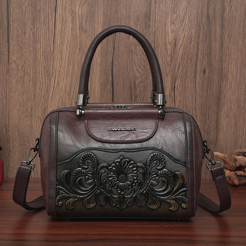 

Vintage Women Handbag Luxury Designer Shoulder Bag 3D Relief Printed Handbag Office Medium Crossbody Bag Gifts for Mom Sac Luxe Retro Handbag