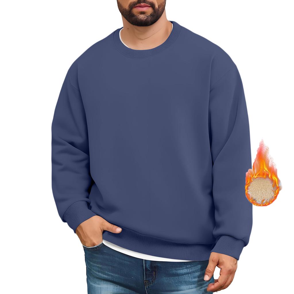 Men's Lined Sweatshirts Premium Heavy-weight Fleece Pullover Thick Thermal Sweatshirts