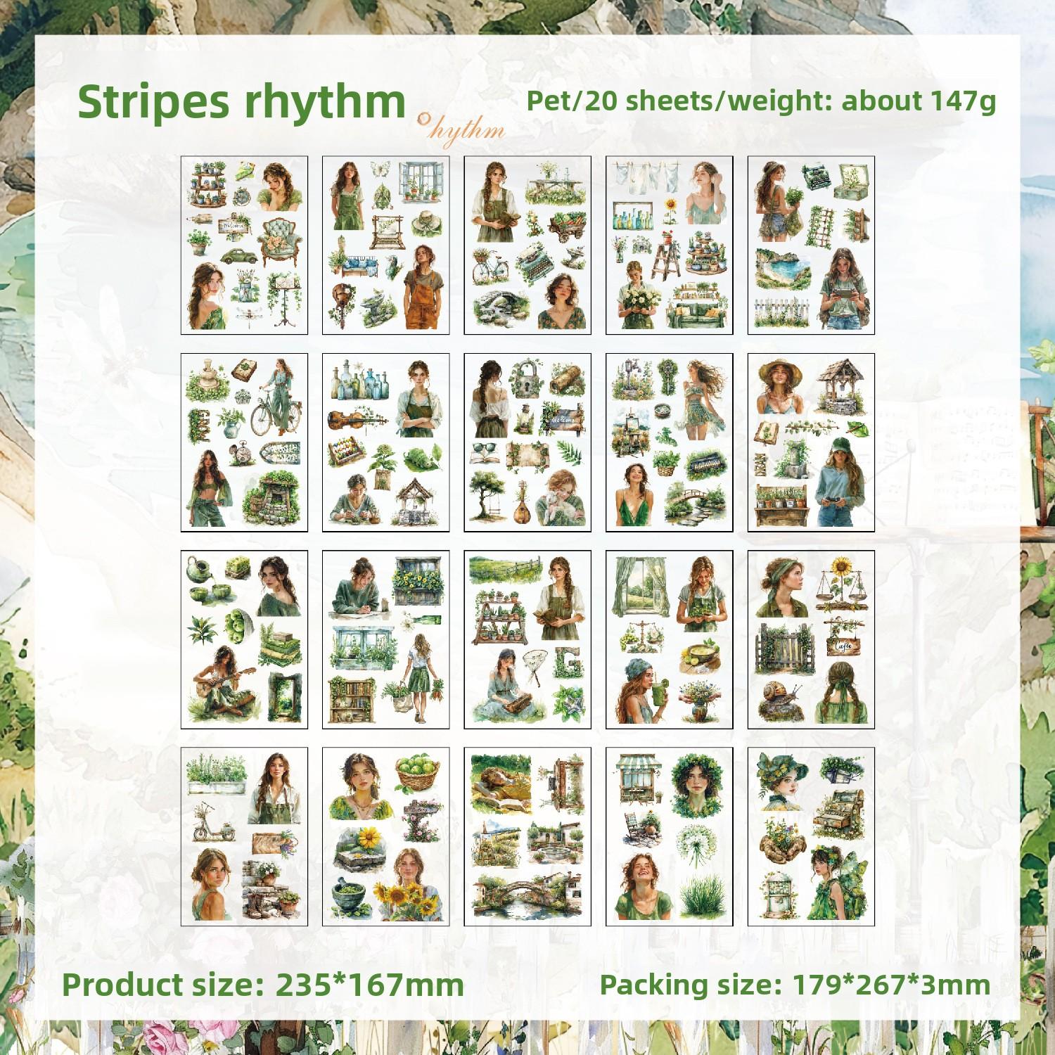 20 Sheets/pack Four Seasons Poetry Sticker Book Stickers for Kids PET Sticker Book for Handwritten Journals about 235*167mm per sheet