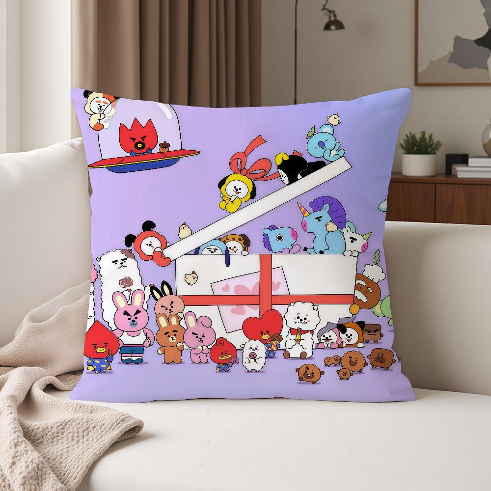 Cute Cartoon Characters BBT Pillow Case Suitable For Bedrooms Living Rooms Cars Home Decoration