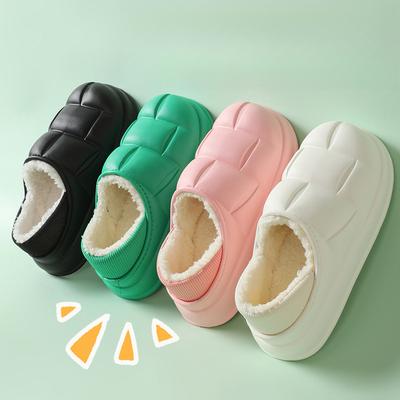 Dicksohlige wasserdichte Baumwollpantoffeln für Damen, Winter-Neuer Stil, für drinnen und draußen, mit Fleecefutter, rutschfest, warme Baumwollschuhe