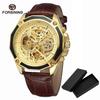 Fashion Forsining Top Brand Transparenthollow Luminous Hand Gear Movement Retro Royal Design Men Mechanical Skeleton Wrist Watch