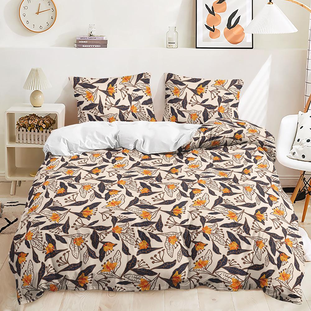 Three-Piece 3D Quilt Cover, Floral Plant Fresh Tulip Kit, Bedding