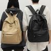 Soft leather schoolbag female college student leisure travel backpack male fashion large capacity leisure computer backpack