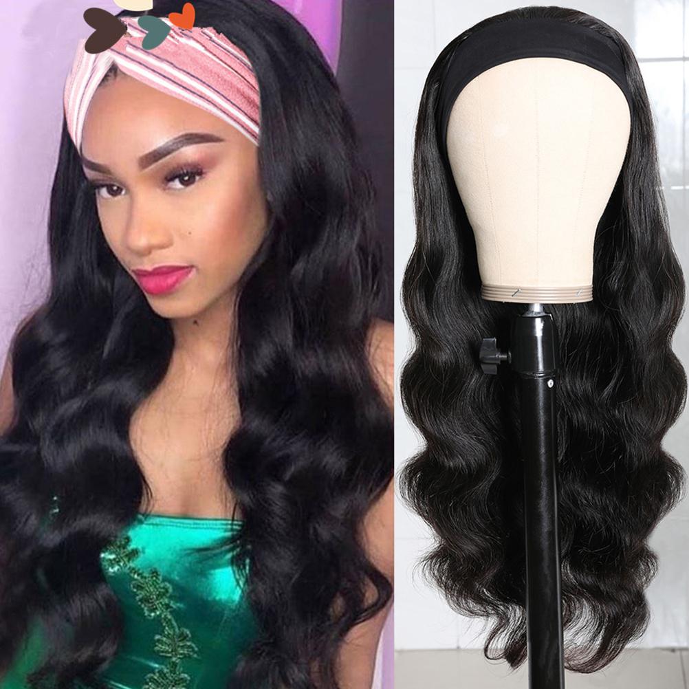 Curly Wave Headband Wig for Women Fashionable Adjustable Headband Scarf Wig High Temperature Fiber Wig