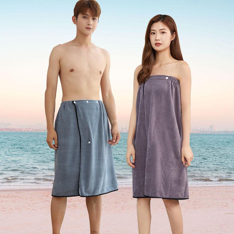 Bath towel couple style one pair of 2pcs men and women can wear or wrap bath skirt home absorbent no lint plus size bathrobe