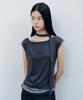 Kasel Layered Neck Strap T-Shirt, Charcoal