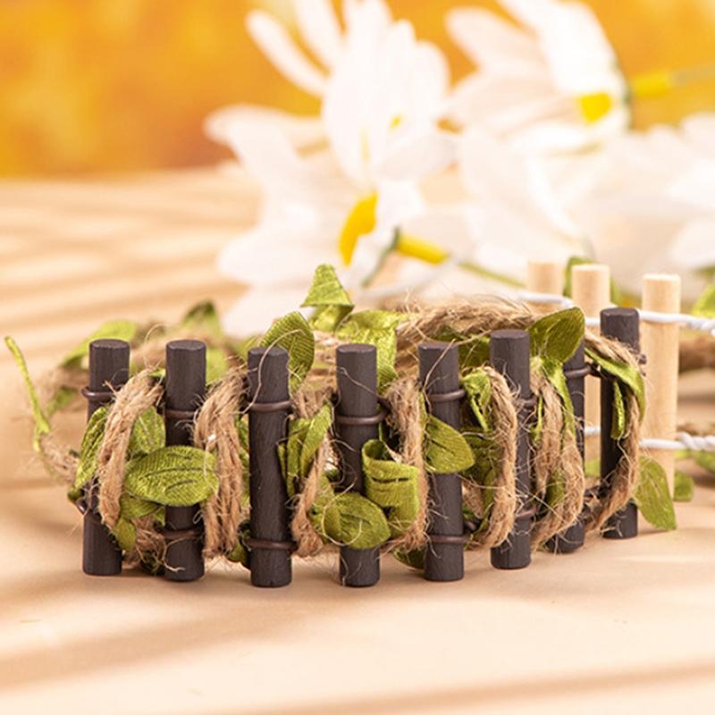 Mikrokrajobraz Płotek z bali Akcesoria do domu Mały płotek Drewniane rękodzieło Miniatura ogrodowa Dekoracja domu