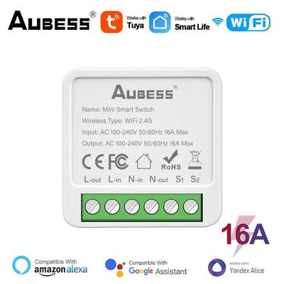 AUBESS Tuya 16A MINI Wifi Schalter DIY 2-weg Fernbedienung Timer Relais Automatisierung Für Smart Leben Für Alexa Google Home Alice