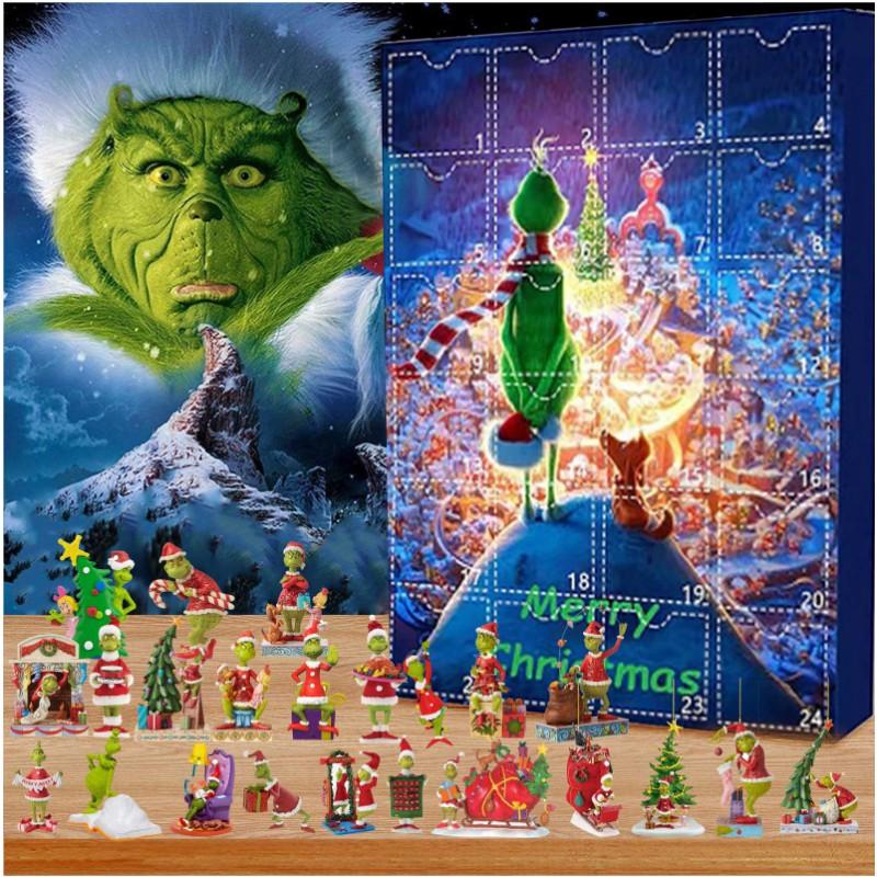 Grinch Acrylic Blind Box Ornament Set 24-Day Christmas Countdown Calendar Keychain Decor
