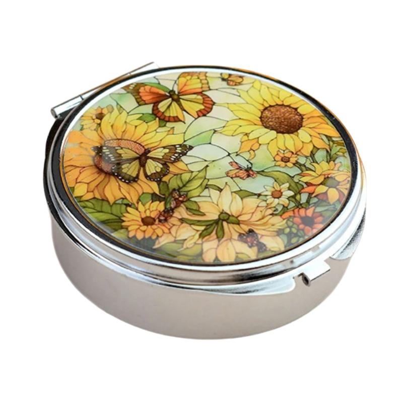 

Lightweight Metal Jewelry Storage Box With Mirror Spacious Daily Pills Organiser Accessories Case with Compartments
