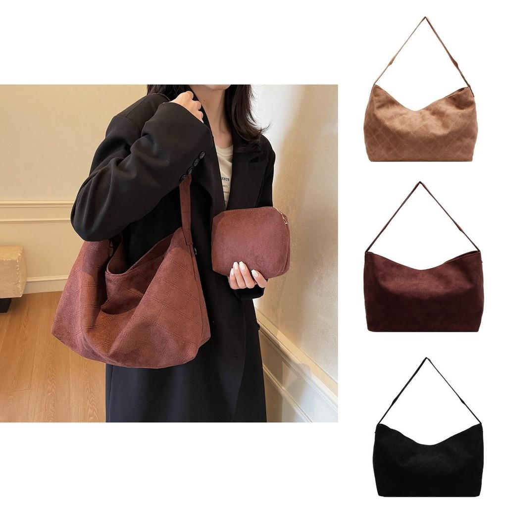 Versatile Retro Tote Handbag For Women Available In Black White Coffee And Brown Colors