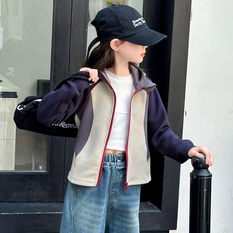 

2025 Fashionable Girls Autumn Two-Piece Set: Hooded Sweatshirt & Spring Jeans 160