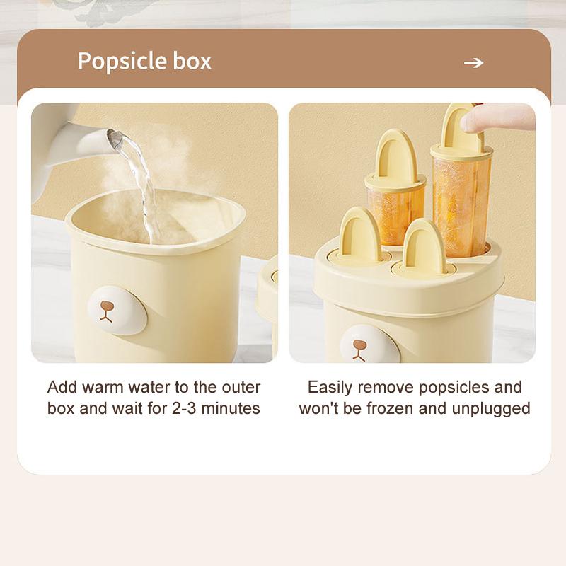 Fryseboks 4 rom Iskremform Matkvalitet Tegneserieform Isgitterlagerboks Gjenbrukbare Runde Ispinnformer Is DIY