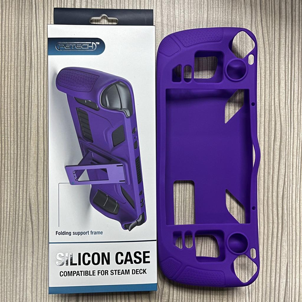 Protective Case for Steam Deck, Silicone Cover Skin Shell with Kickstand for Game Console Accessories, Shock Absorption and Scratch Resistant Design