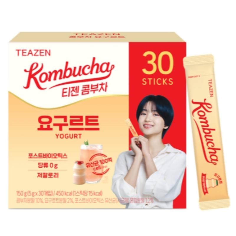 Teazen Kombucha Powder Sticks – Yogurt Flavor 5g X 30 Sticks | Korean Probiotic Kombucha Drink Mix for Gut Health & Digestion, Low-Calorie