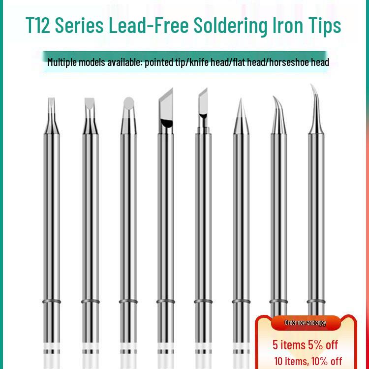 T12 Pointed Soldering Iron Tip - Integrated External Heat, Hanqi Accessories
