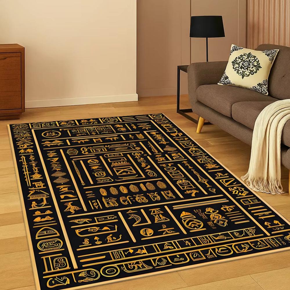 Egyptian Pharaoh Living Room Carpet Bedroom Rug Mythological Home Decor Sofa Mat Washable Ancient Symbol Area Floor