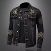 Men's Retro Embroidered Denim Jacket – European & American Style, Autumn/Winter Casual Loose Lapel Workwear.