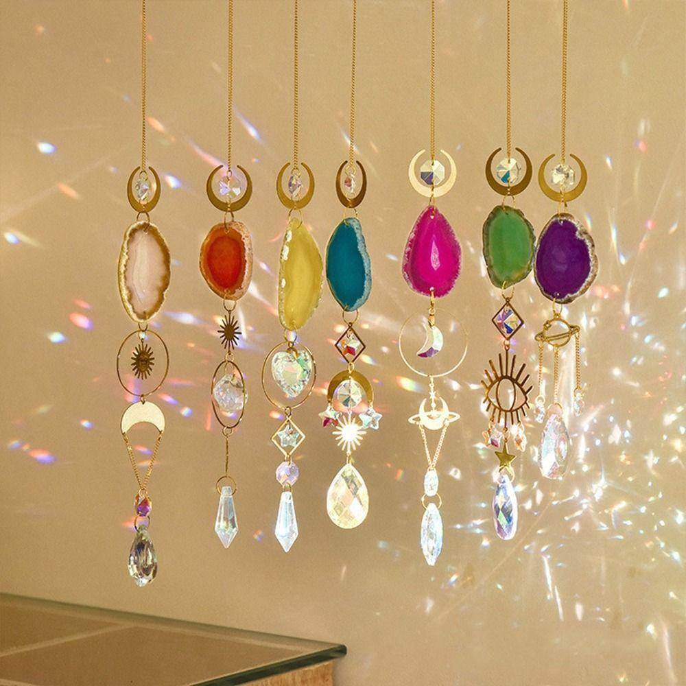 

Підвіска з натурального кристалічного агату «Ловець сонячного світла» Оригінальна підвіска з кам’яним дзвінком для вітальні сірий