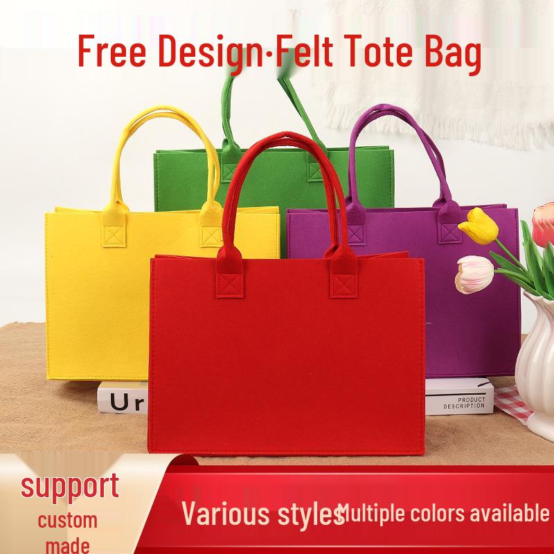Custom Logo Felt Tote Bag - Large Capacity, Commute-Friendly, Xiaohongshu Style