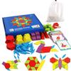 155-Piece Wooden Tangram Puzzle: 3D Geometric Shapes for Early Education and Creativity