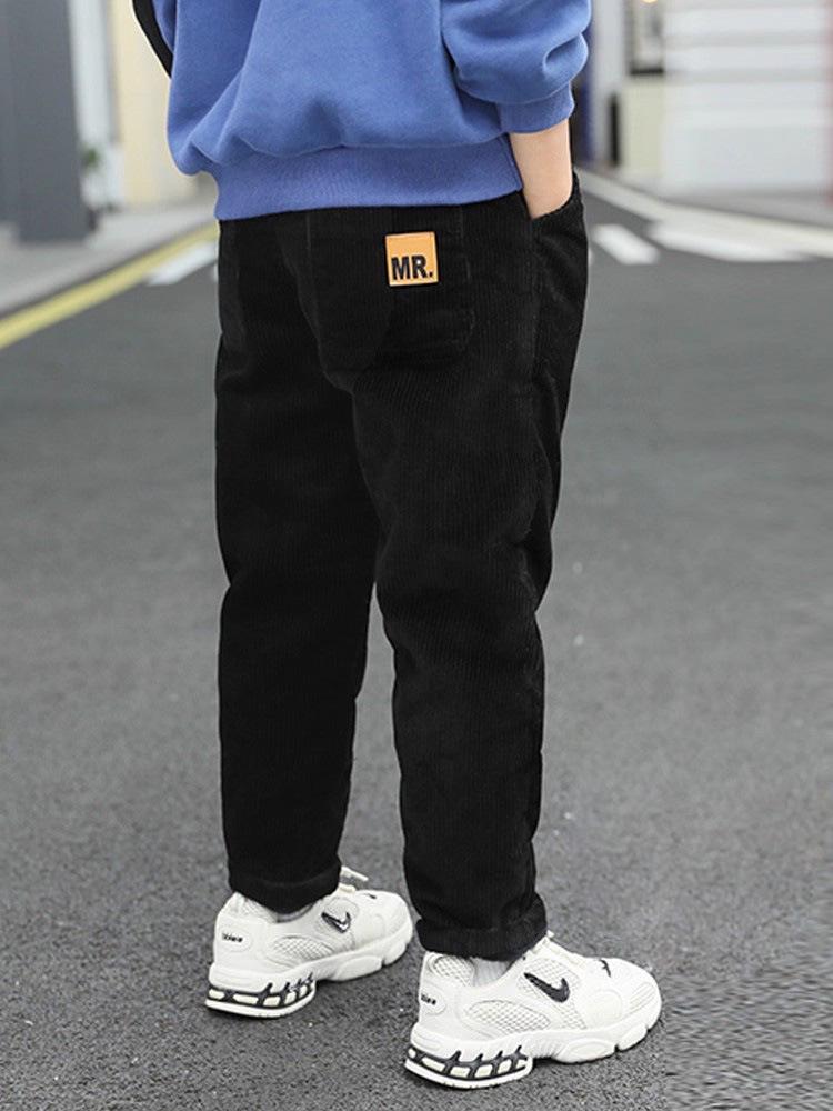 Boys' Corduroy Plus Velvet Winter Pants - New 2025 Style Long Sweatpants for Kids